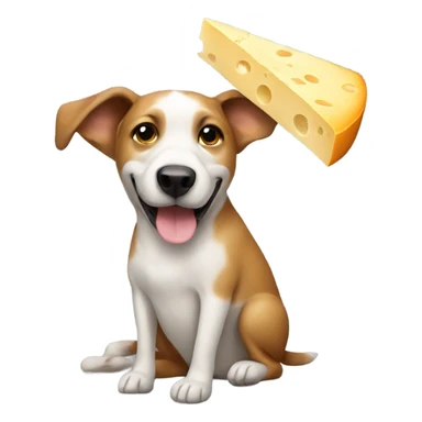 Dog holding a cheese wheel sticker