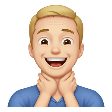 Man holding neck strangling himself while laughing  sticker