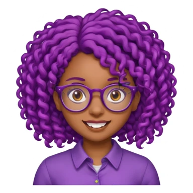 nerd emoji like with glasses and buck teeth but it’s a black girl with purple curly hair sticker