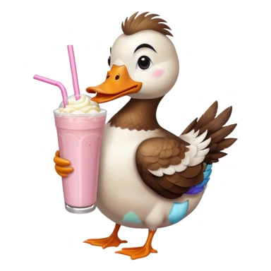 Duck drinking a milkshake  sticker