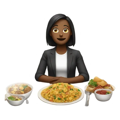 Person sitting in front of table with a lot of food  sticker