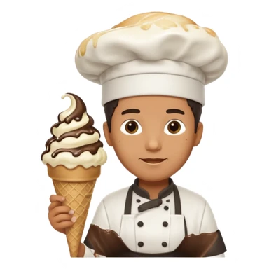 Male Chef with giant ice cream cone sticker