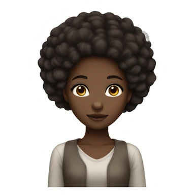 dark skinned girl with Asian eyes and dark brown Afro hair sticker