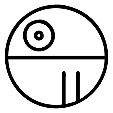 minimalist icon of a moon resembling the Death Star from Star Wars sticker