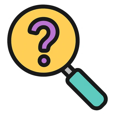 a magnifying glass with a question mark inside sticker