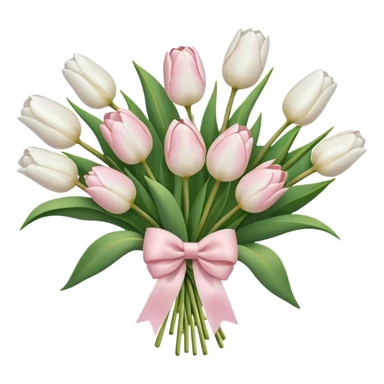 White tulips bouquet with light pink bow  sticker