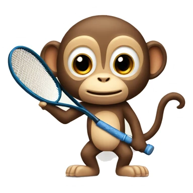 A cute monkey holding a tennis racket sticker