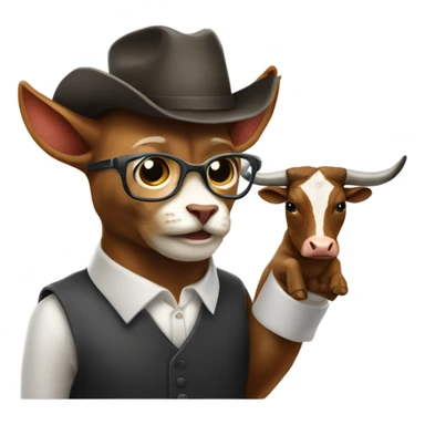 cat professor teaching a longhorn bull sticker