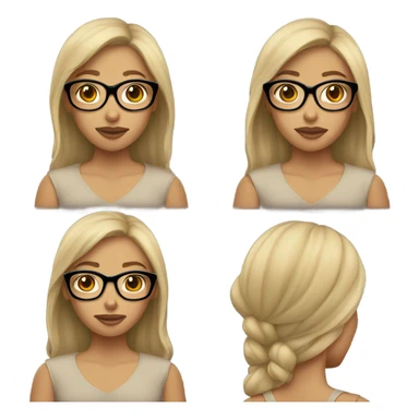Girl, with tan but not really tan skin with black round glasses sticker