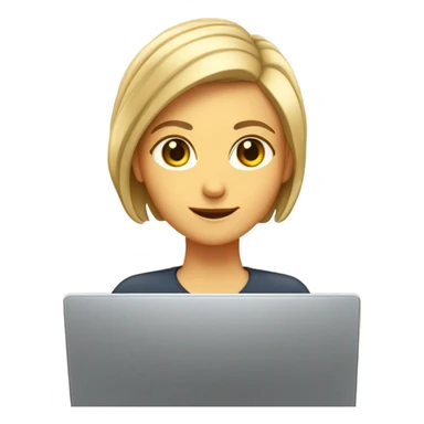 white girl on a crombook with short hair sticker
