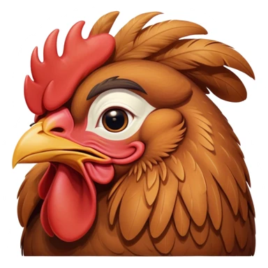 Meme-Worthy Cute Sleeping Brown Rooster Portrait Emoji, Head resting peacefully with a contented smile, showcasing a robust build and a luxuriously soft brown plumage, eyes shut in a serene, restful nap, Simplified yet hilariously adorable features, highly detailed, glowing with a soft, drowsy light, high shine, relaxed and utterly lovable, stylized with an air of playful laziness, bright and heartwarming, soft glowing outline, capturing the essence of a comically sleepy rooster, so meme-worthy it feels like it could instantly become the next viral sensation of adorable slumber! sticker