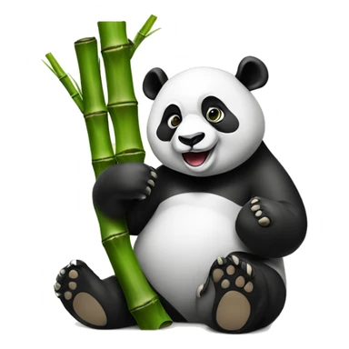 a panda is sitting eating bamboo with VYRM carved on it sticker