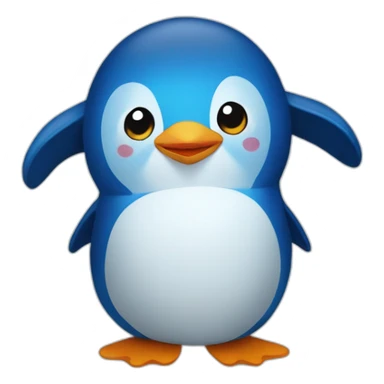 kawaï blue penguin doll sticker