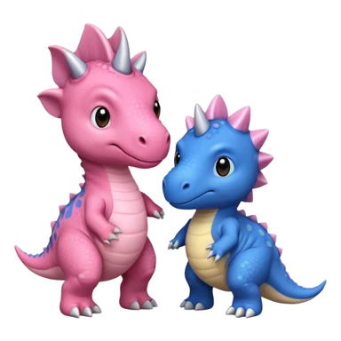 2 Dino one Triceratops cute pink kawei in love with one Blue t-Rex  one should be an triceratops  sticker