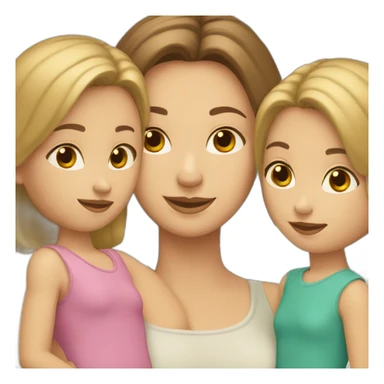 caucasian woman with two daughters sticker