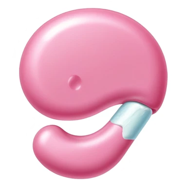 a piece of chewing gum, pink bubble gum, candy sticker