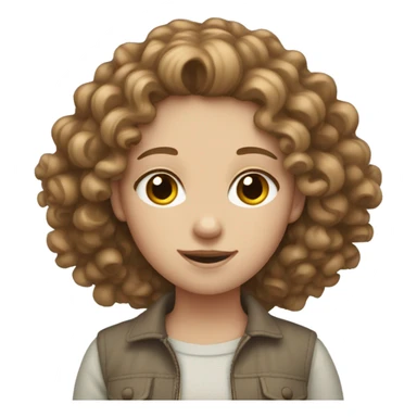 Pale girl with curly brown hair sticker