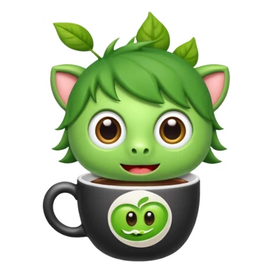 Cut the Rope's Om Nom cute from  in barista's suite with a cup of cofee sticker