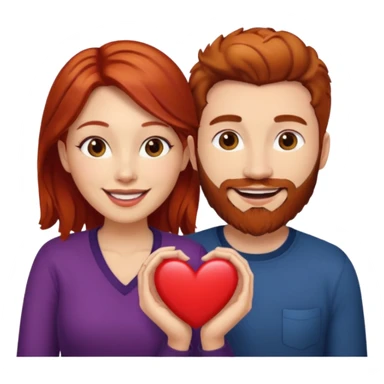 👩🏼‍❤️‍👨🏽 Something like this, but make the guy more lighter and give the girl a bit more red hair like ginger style make the guy have dark brown hair, same with the beard and add a heart in the middle above us make the guy have brunette beard and hair sticker