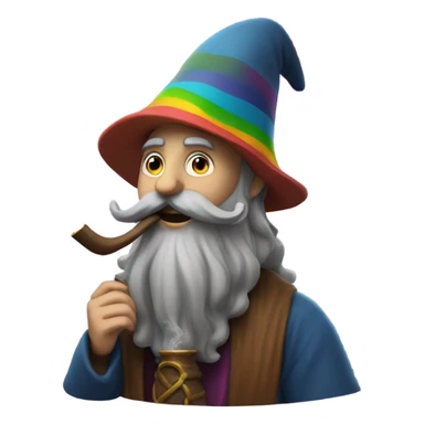 Wizard smoking a pipe with rainbow sticker