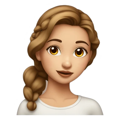 Es una chica de piel clara pelo lacio de color negro ojos marrones labio grande i color mate Con ropa de Mariposa sticker