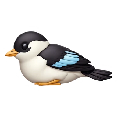 Meme-Worthy Cute Sleeping Magpie Portrait Emoji, Head resting peacefully with a contented smile, showcasing a sleek, elegant form with eyes gently closed in serene slumber and glossy, contrasting plumage, Simplified yet adorably endearing features, highly detailed, glowing with a soft, drowsy urban light, high shine, relaxed and utterly lovable, stylized with an air of playful laziness, soft glowing outline, capturing the essence of a sleeping magpie that feels destined to become the next viral icon of adorable rest! sticker