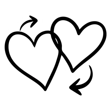 Two hearts revolving around each other, connected in motion sticker
