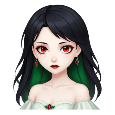 Beautiful ethereal Gorgeous Vampiric Edgy Anime Lady With Black red White green  sticker