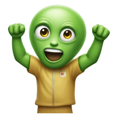 An alien cheering sticker