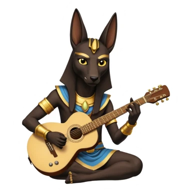 ancient anubis play guitar sticker