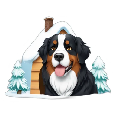 bernese mountaind dog near an igloo sticker
