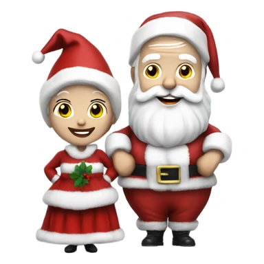 Photo Realistic pale Santa Claus and Mrs claus happy sticker