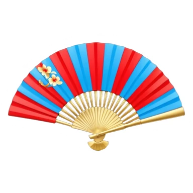 3d emoji of a japanese hand fan in glossy circuit design sticker