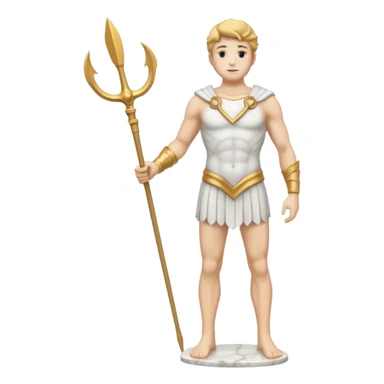 a marble man statue full body holding trident sticker