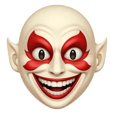 Una cara con risa malvada quitándose una máscara con una sonrisa agradable  sticker