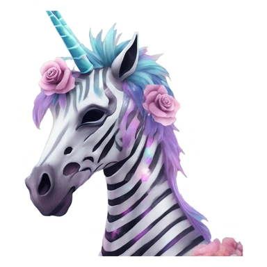 Skeleton zombie Zebra sparkling nebula zebra unicorn skeleton scars scarred broken cracked Pegasus collage roses flowers palm trees tropical  sticker