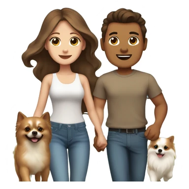 Filipino guy and his white girlfriend with blue eyes and brown hair walking their 5 Pomeranian dogs  sticker