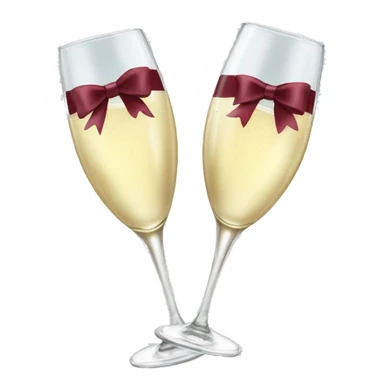 Two glasses of champagne cheering with burgundy bows sticker