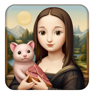 kawaii style art mona lisa SPAM MEAT painting  sticker