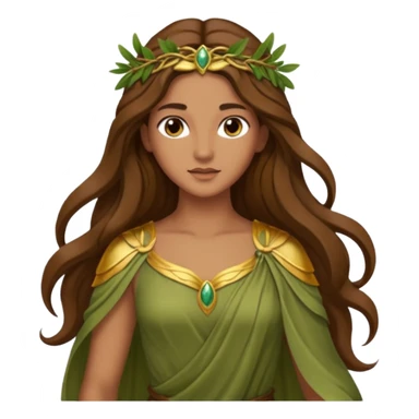 Diana, Nature Goddess from Rome Mythology with long brown hair, olive outfit sticker