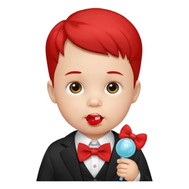 baby guy, with pacifier, wearing pastor custome, red bow tie sticker
