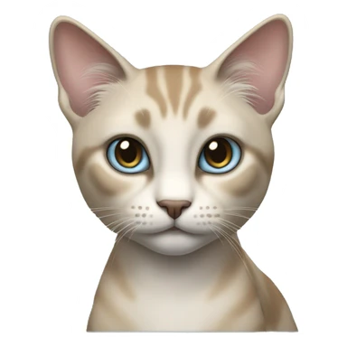 Thai breed realistic adult cat with a light cream-brown body, full dark gray face, ears, and paws. Short fur, sharp ears, striking light blue eyes  sticker