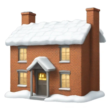 Brick cottage with snow on the roof  sticker