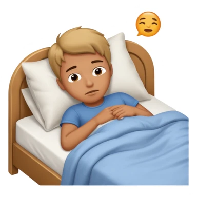 create emoji of a boywho is lying in the bed  in the morning and its time to wake up sticker