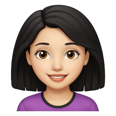 a girl that has black 3c hair textures and lightskin, It has brown eyes, a nose, lips, and it’s smiling. sticker