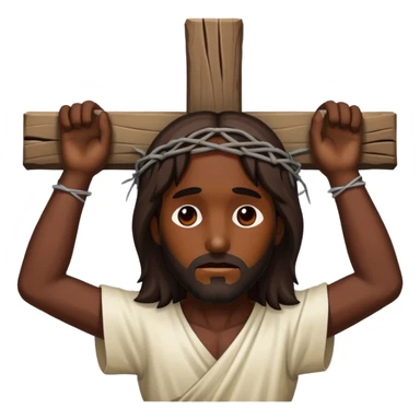 Dark skin christ Jesus tied to a cross injured  sticker