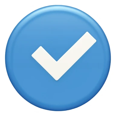 Circulo azul con una ✓ en el medio de color blanco  sticker