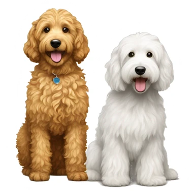 Golden golden doodle with wavy coat and white golden doodle with wavy curly coat sticker