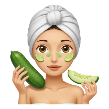Una señora con una toalla en la cabeza y en el cuerpo con dos pepinos en los ojos  sticker