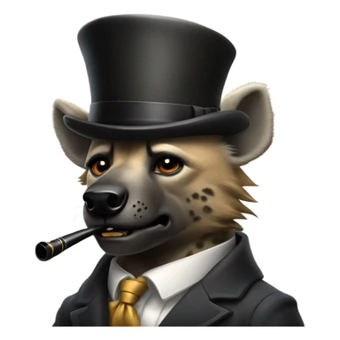 Male, muscular, hyena, smoking pipe, top hat, fancy, high class sticker
